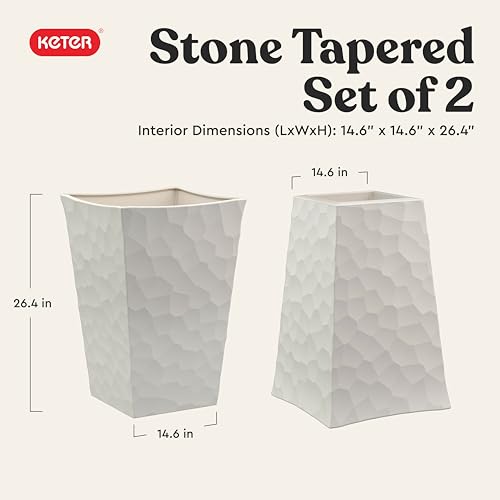 Stone Tapered Planter Set of 2 (Stone-Look / Cream)