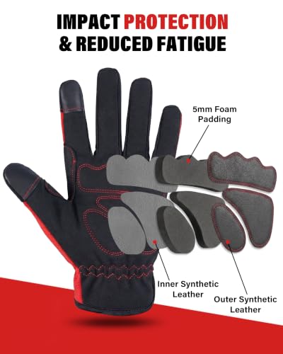 High Performance 3 Pairs Pack Work Gloves for Men Multicolor XXL (3 Count)