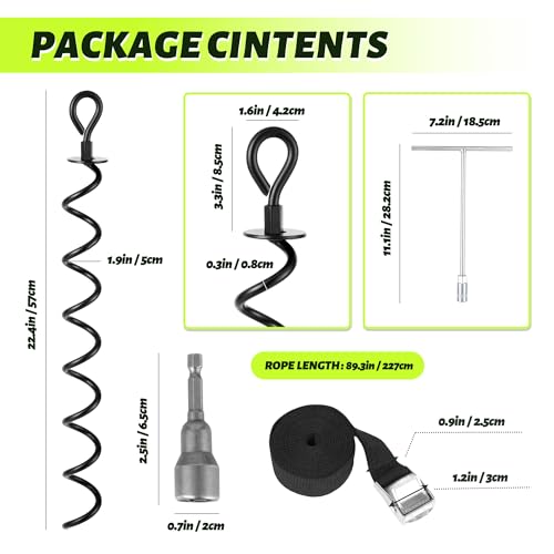 22.4 Inch Ground Anchor Screw in (Black-6 pk / 22.4 inch)