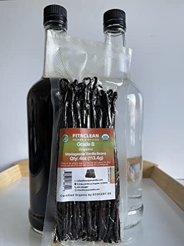 4oz Madagascar Vanilla Beans Organic Grade B. 5" (4 Ounce (Pack of 1))