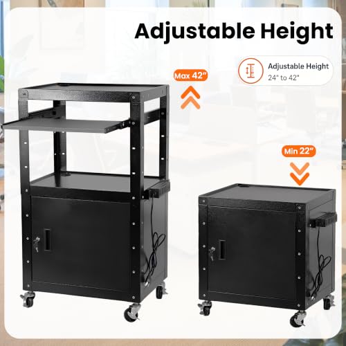 AV Cart with Wheels and Power (18"D x 24"W x 42"H)