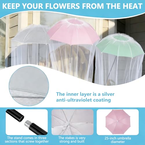 3Pcs Plant Umbrellas Net for Outdoor Plants 25" Garden Plant Shade Umbrella (MuliColor-Umbrellas With Net)