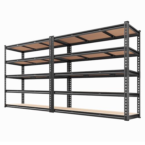 48" W Garage Shelving 3080LBS Storage Shelves 5 Tier Heavy Duty Shelving Adjustable Garage Shelves for Basement (48" W x 72" H x 24" D)