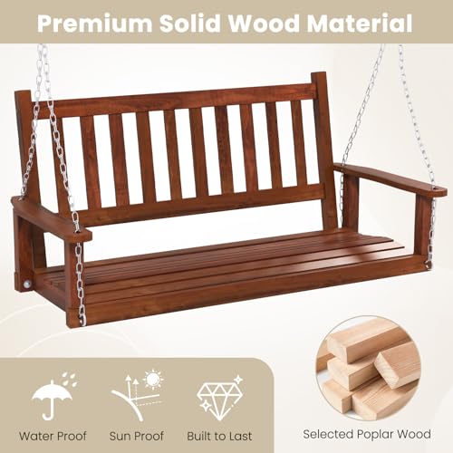 2 Person Wooden Outdoor Porch Swing (For 2 Person / Brown)