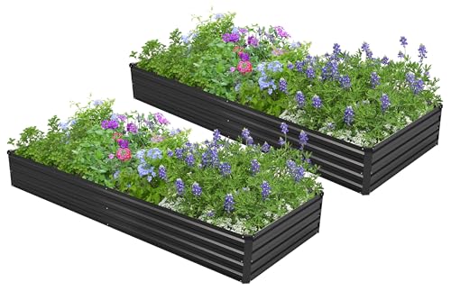 2PCS 6x3x1ft Galvanized Raised Garden Bed