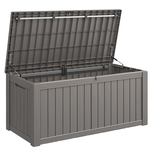 160 Gallon Outdoor Storage Box Waterproof Deck Box for Patio (Grey / 160 Gallon)