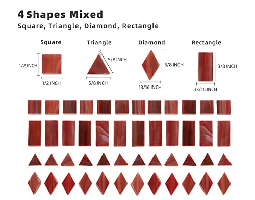 Glass Mosaic Tiles for Art Crafts (Red-1)