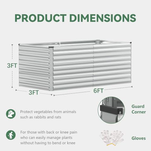 6x3x3ft Raised Garden Bed Outdoor (Silver / 6x3x3 FT-2PC)