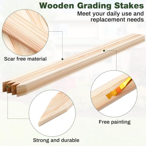 20 Pieces Wooden Garden Stakes 6 ft Grade and Survey Stakes Wooden Garden and Sign Posts for Plant Support Silt Fence Yard Farm Survey Boundaries Baselines (Smooth Stakes / 72 Inch)