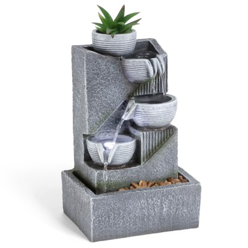 Tabletop Water Fountain Waterfall Fountains Indoor with LED (Style 15)
