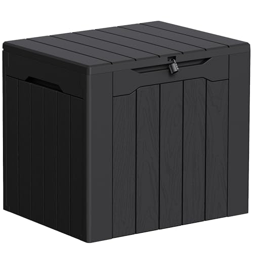33 Gallon Resin Deck Box All Weather Outdoor Storage Boxes (Black / 33 Gallon)