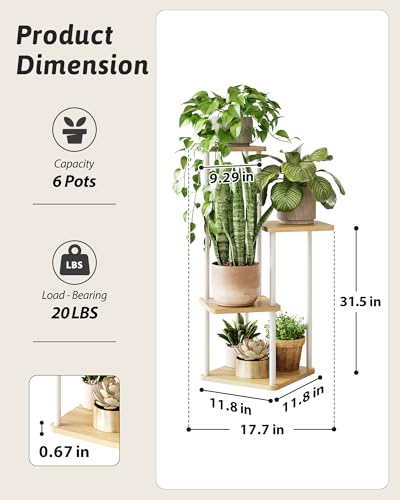 Corner Plant Stand Indoor Tall Plant Stand White 4 Tier (White Oak 4 Tier)
