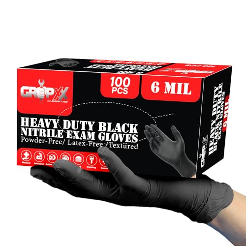 Heavy Duty 6 Mil Black Nitrile Gloves (X-Small)