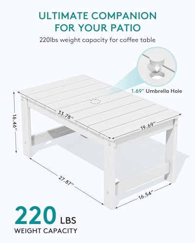 3 Piece Adirondack Bench Set (White / 2 bench & 1 coffee table)