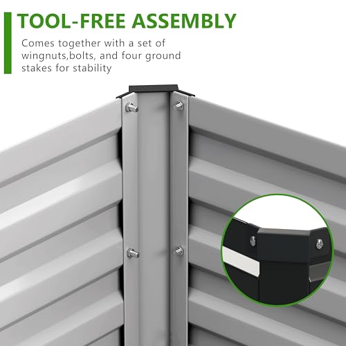 2PCS 7x3x1ft Galvanized Raised Garden Bed (7x3x1(2PCS) / Black)