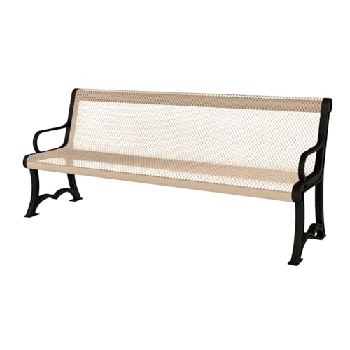 Bench, Tan, Expanded, 4Ft, with Back, Portable