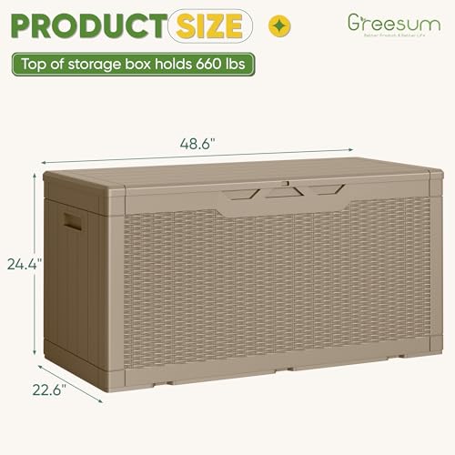 Outdoor Storage Box 100 Gallon Storage Bin with Lid for Patio Furniture (Light Coffee / 100 Gallon)