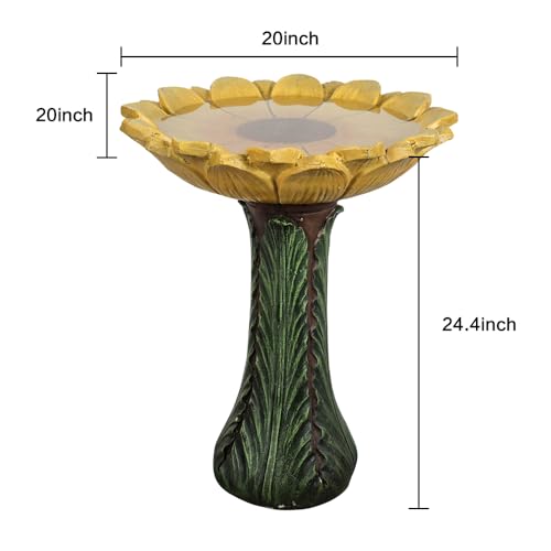 24.4” Tall Outdoor Concrete Bird Bath