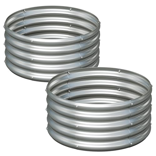 2PCS 2x2x1FT Galvanized Metal Raised Garden Bed (Silver / 2x2x1(2PCS))