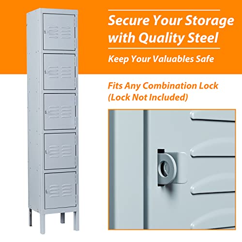 Metal Locker with 5 Doors (Grey(4 Legs) / 5 Doors-65.98")