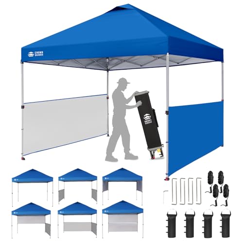 10x10 Pop up Canopy Tent with 2 Half Sidewalls (Blue)