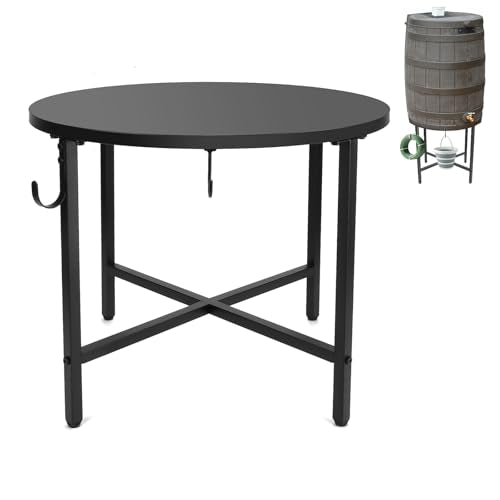 Solid Rain Barrel Stand with Bucket & Hose Hooks Heavy Duty Water Collection Base Suitable for 45 (Solid table top)