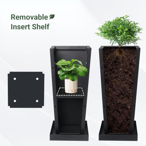 26" Metal Tall Outdoor Planters Set of 2 (26" H)