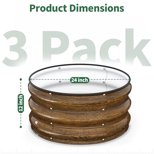 Round Metal Raised Garden Bed (Walnut Finish / 2x2x1FT)