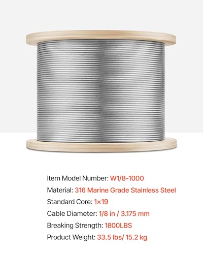 1 8 T316 Stainless Steel Cable 1000ft