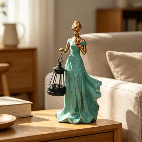 Solar Garden Statue Outdoor (Girl in Green Gown)