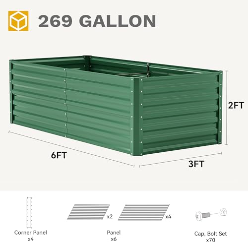 2pcs 6 x 3 x 2 FT Raised Garden Bed Kit (Green / 6x3x2ft 2pcs)