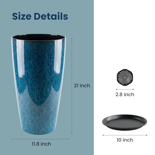 21 inch Tall Planter (Deep Blue)
