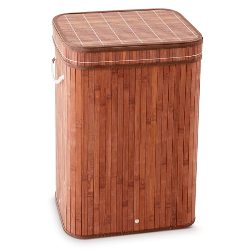 1 Pack 21 Gallon Bamboo Slim Trash Can with Lid Foldable (23.6×15.8×11.8inches / Coffee)