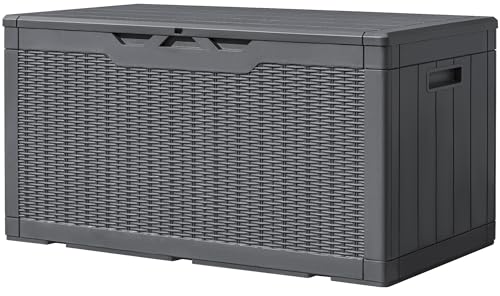 100 Gallon Resin Deck Box Large Outdoor Storage (100 Gallon / Gray)