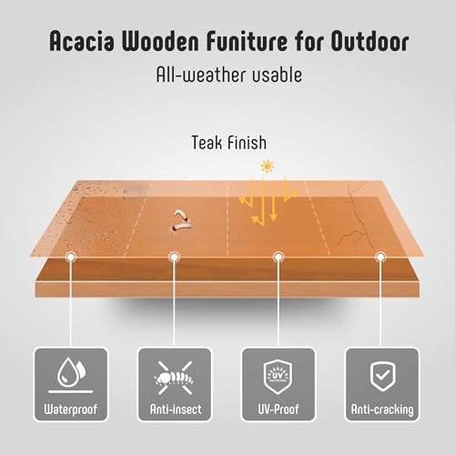 3 Piece Acacia Wood Outdoor Patio Furniture Set (3 Count)