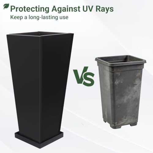 28" Metal Tall Outdoor Planters Set of 2 (28" H)