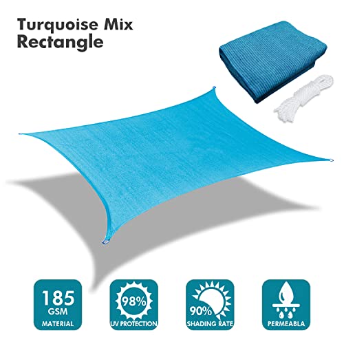 10'X18' Sun Shade Sail Turquoise Mix Curved Rectangle Customizable (Turquoise Mix / 10'X18' custom)