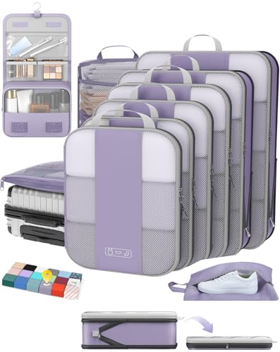 10 Set Compression Packing Cubes for Travel Essentials (Purple Gray)