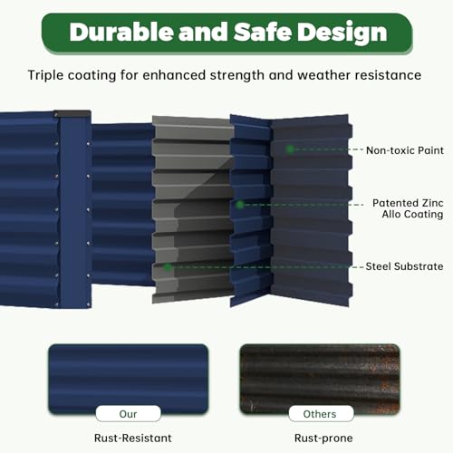 8x4x2ft Outdoor Metal Raised Garden Bed (Blue / 8x4x2 FT-1PC)