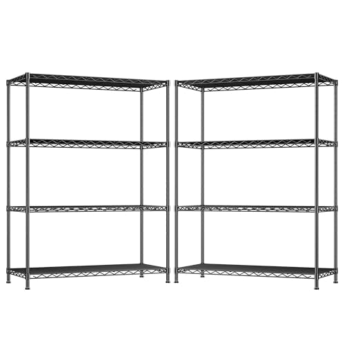 Heavy Duty 4 Tier 620LBS Storage Rack (Black-35.6"Wx16"Dx54"H（2P）)