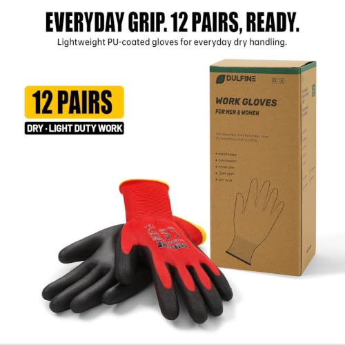 Safety Work Gloves for Men & Women 12 Pairs (Red / X-Small)