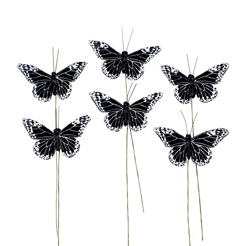 Feather Butterfly Decoration Set of 12 pcs Black Butterflies Party Decorations Halloween Decoration Home Decoration (12 Count)