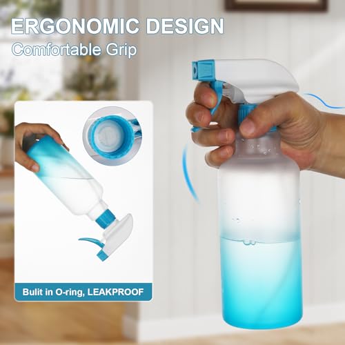 16.9oz 500ml Plastic Spray Bottles 2 Pack (Blue)
