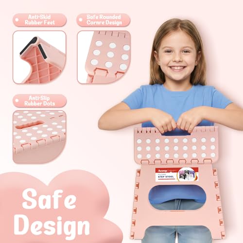 11" Folding Step Stool for Kids (Light Pink / 11 Inch( Pack of 1))