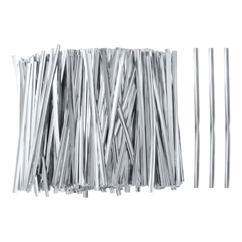 800pcs Bag Twist Ties 4" Reusable Plastic Metallic Twist Ties Wire Cable Ties for Party Bread Candy Cake (800 Count)