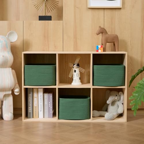 Small Organizing Baskets for Cubes Shelf (Square-9L (▢9.7"×9.7"×H7.1") / Green)
