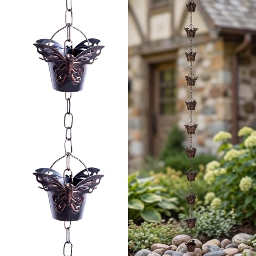 8.5FT Butterfly Rain Chain for Gutters (Butterfly)