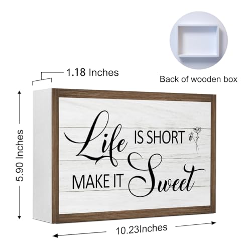 Life is Short Make It Sweet Inspirational Wooden Box Sign Decor (Life is Short Make It Sweet)