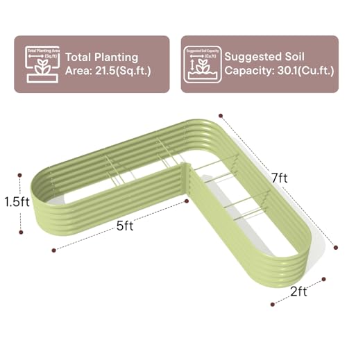 2 Pcs L Shaped Galvanized Raised Garden Bed (Beige / L-Shaped)