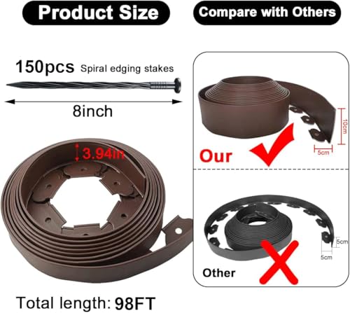 Landscape Edging 98FT (Brown / 4IN x 98 FT)
